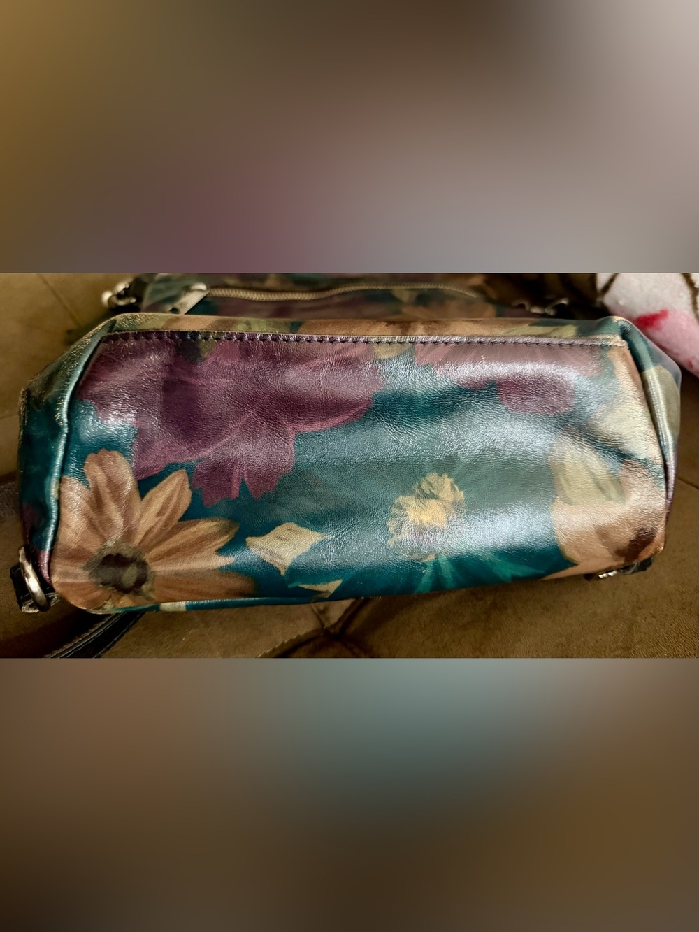 Patricia Nash Luzille Peruvian Painting Floral Leather Crossbody Bag /Backpack - Picture 9 of 15